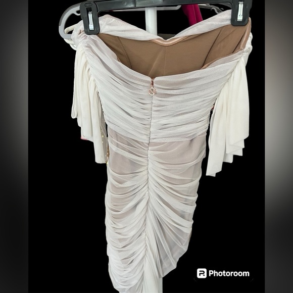 Nookie Dita Mesh Gown in White & Nude - Picture 4 of 5